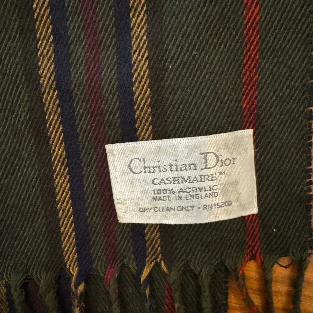 Vintage Christian Dior Multi Color Stripe Fringe Scarf